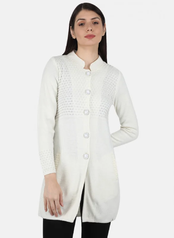 Affordable Women's Fashion Women White Self Design Coat