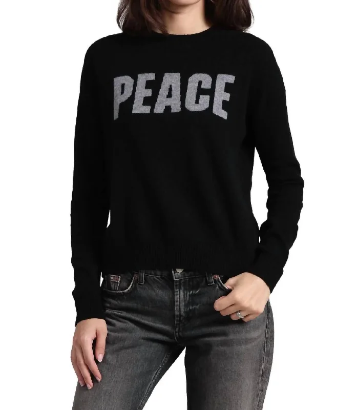 Casual Attire For Women Peace Cashmere Sweater In Black/grey Shadow