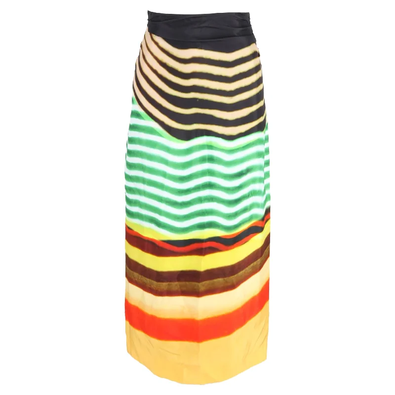 Stylish Loungewear for Women Dries Van Noten Stan Printed Midi Skirt in Multicolor Satin