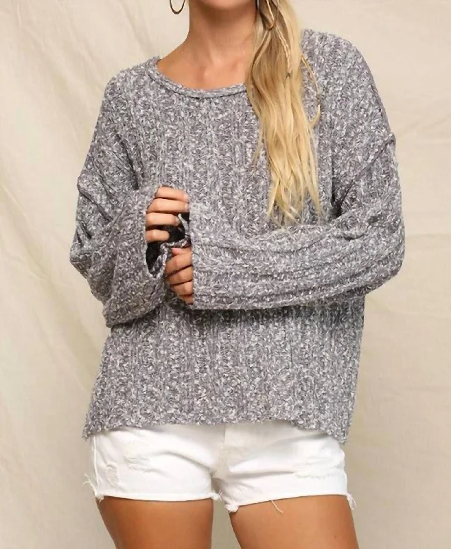 Luxury Women's Fashion Addison Oversized Sweater In Grey