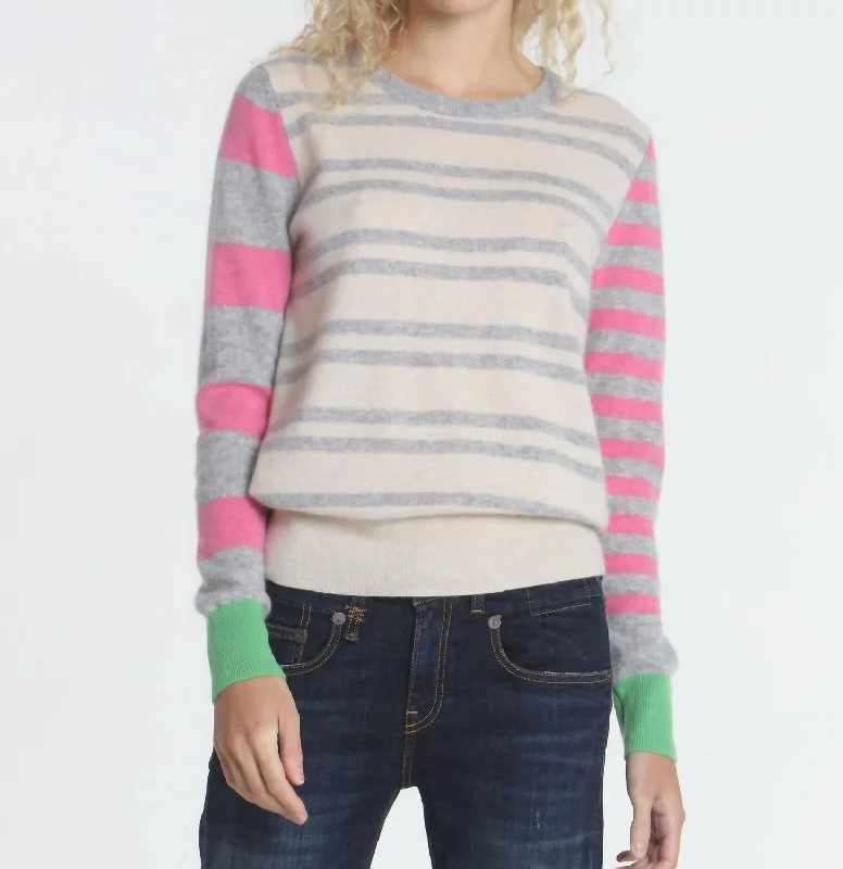 Casual Women's Clothing Online Jessie Stripe Crew Sweater In Dune