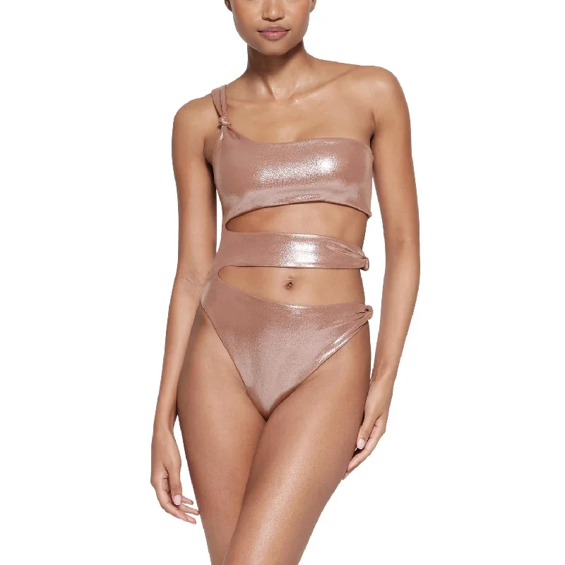 Women's Occasion Wear Clothes Knoteed One Shoulder Monokini In Cinnamon