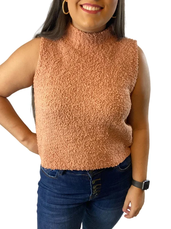 Formal Garments For Women Sleeveless Sweater In Dusty Pink