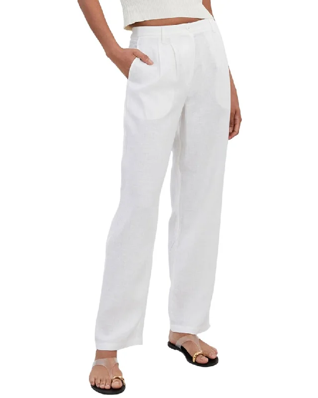 Comfy Women's Outfits for Daily Wear Solid & Striped The Taline Linen Pant