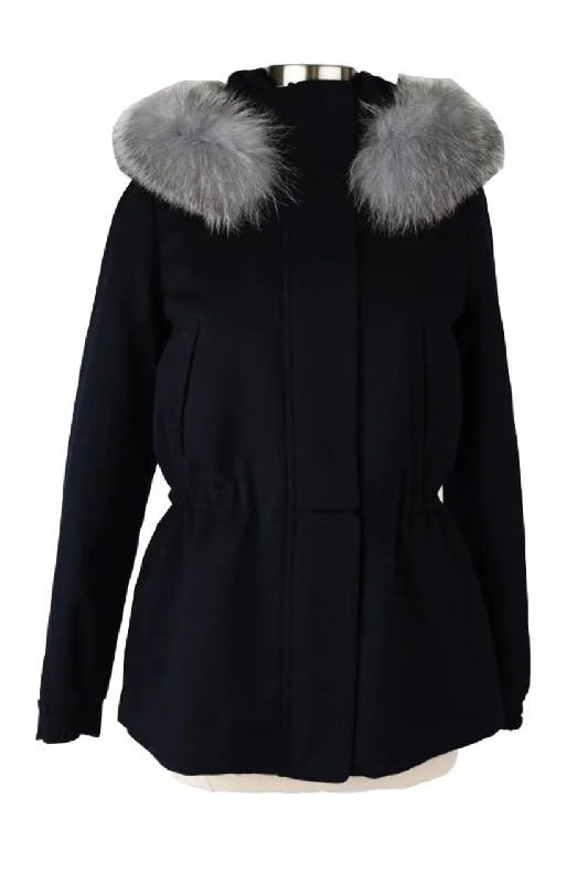 Relaxed Fit Women's Fashion Icery Cashmere Parka w/Fur Hood