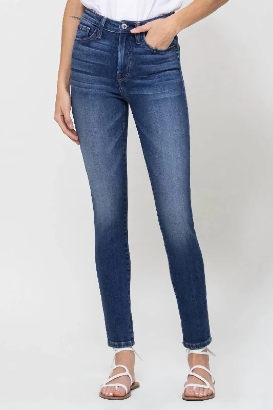 Women's Outerwear Garments High Rise Ankle Skinny Jeans In Blue