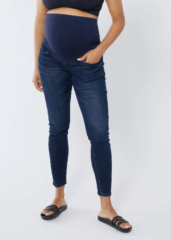 Relaxed Fit Women's Fashion Skinny Jeans Ft. Crossover Panel In Indigo