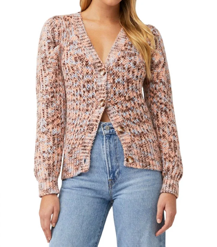 Women's High-Fashion Outfit Gramcercy Cardigan In Blue Peach Multi