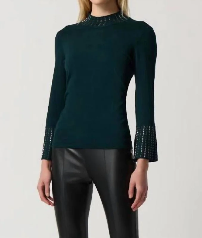 Women's Evening Wear for Special Occasions Embellished Sweater In Alpine Green