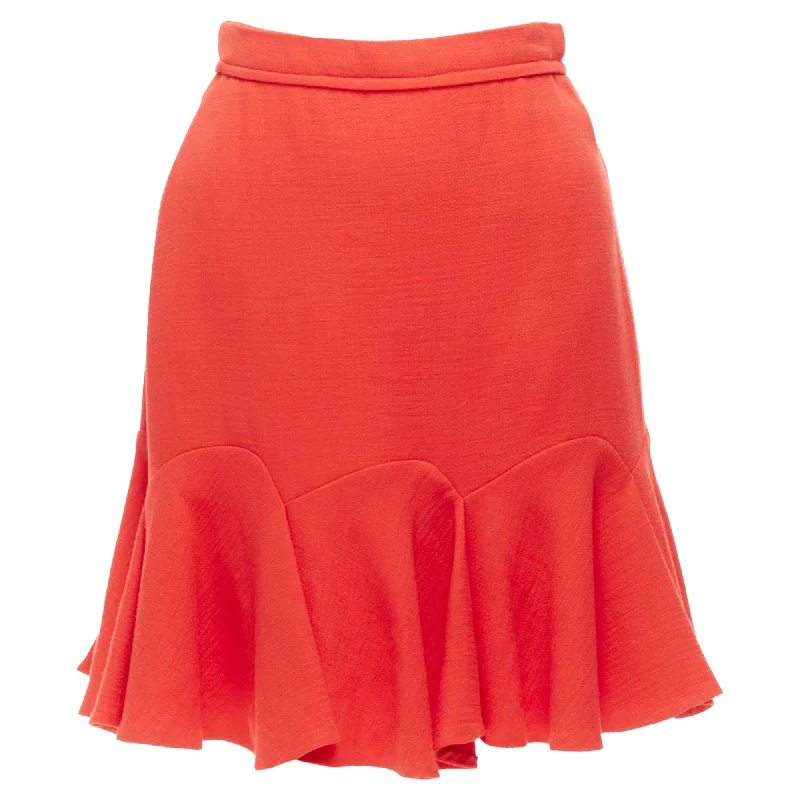 Affordable Women's Clothing Sale Online Carven Viscose Virgin Wool Frill Hem Mini Skirt