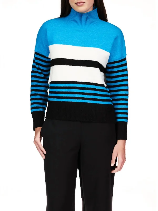 Women's Athletic Apparel Cruise Sweater In Blue Moon Stripe