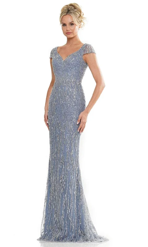 Timeless Women's Garments Rina di Montella RD2978 - V-Neck Beaded Mesh Formal Gown