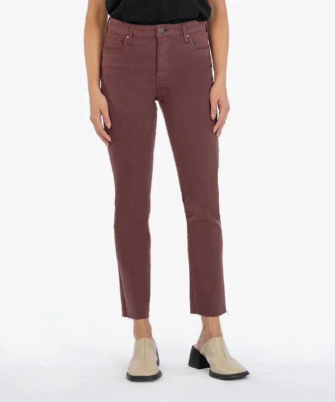 Women's Elegant Evening Attire Reese Straight Leg Ankle Jeans In Bordeaux