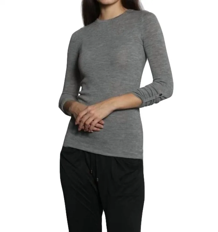 Women's Plus-Size Garments Solid Merino Crew Sweater In Grey