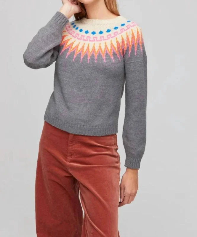 Modern Women's Wardrobe Essentials Franz Fair Isle Sweater In Heather Grey