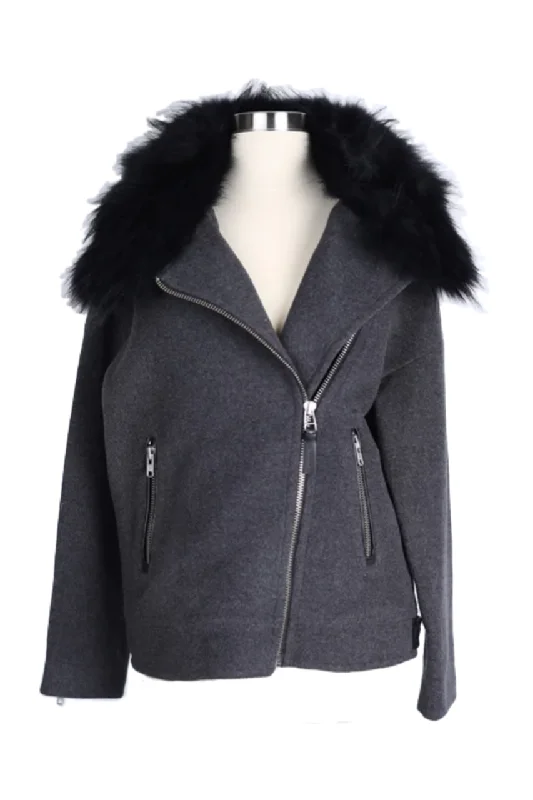 Women's Casual Dresses Wool-Cashmere Dress Coat W/ Fur Collar