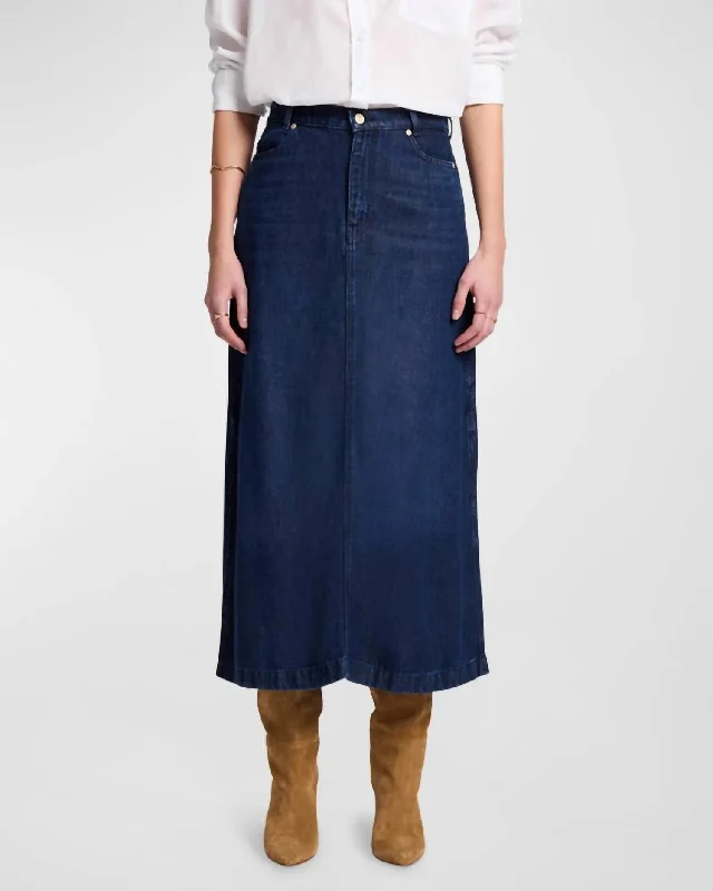 Women's Clothes For The Office Midi Denim Skirt In Stormy