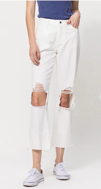 Modern Women's Fashion with Vintage Touches 90S Vintage Ankle Straight Jeans In White