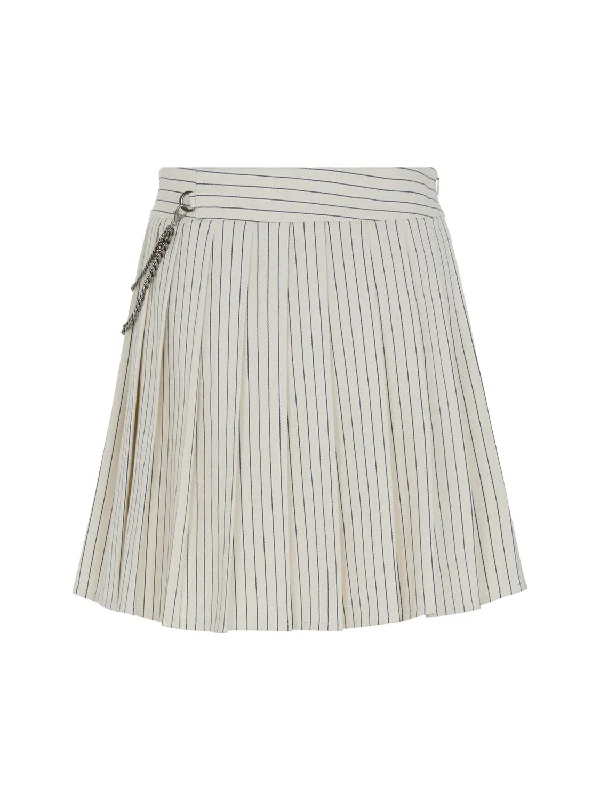 Stylish Women's Outerwear Apparel Striped Pleated Mini Skirt