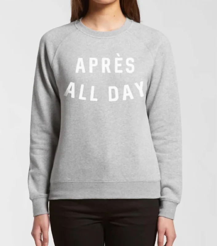 Bold and Elegant Women's Fashion Après All Day Crew Sweater In Grey