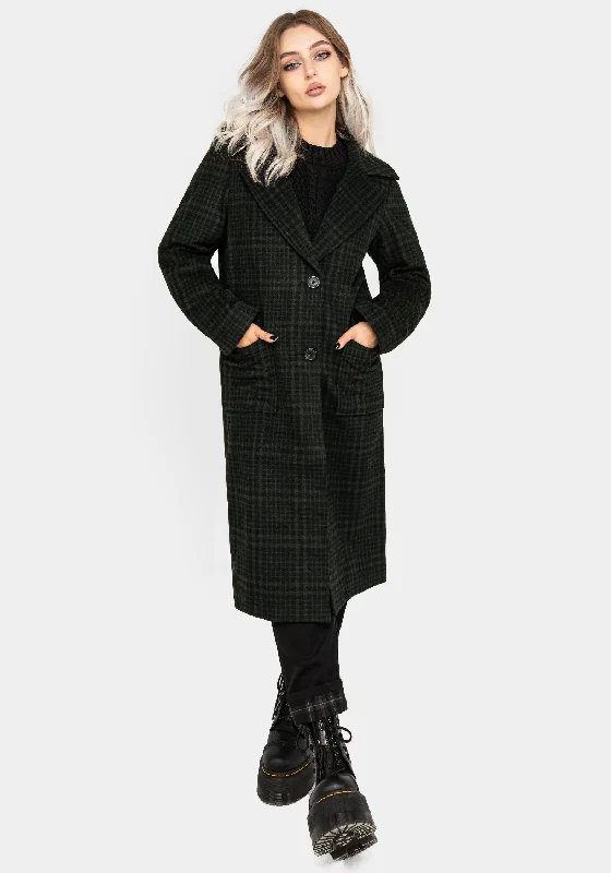 Women's Sports Apparel Jackdaw Check Wool Blend Duster Coat