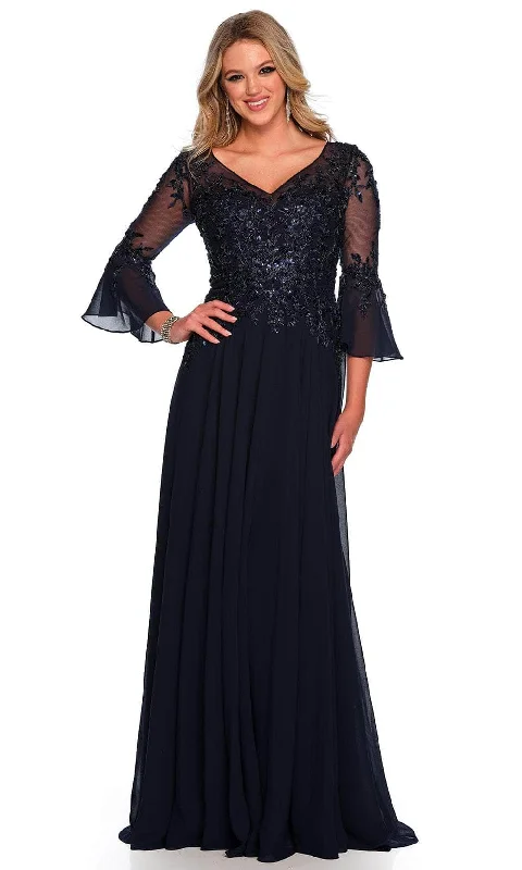 Casual Attire For Women Dave & Johnny 11602 - Chiffon V-Neck Gown