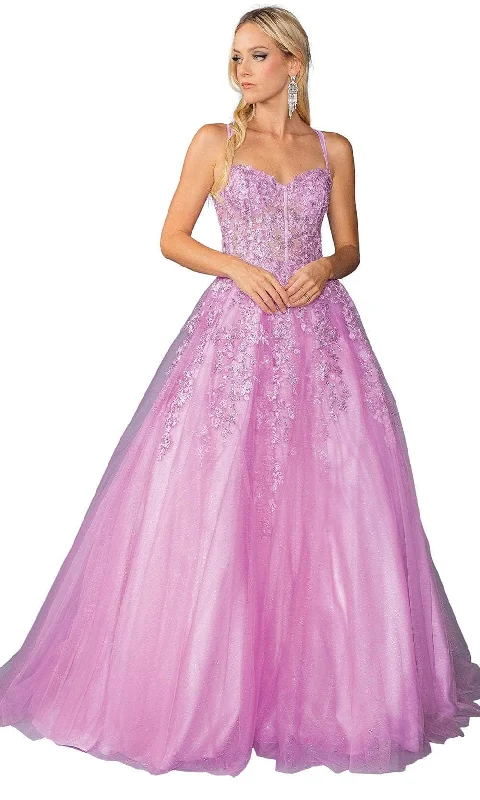 Women's Plus-Size Attire Dancing Queen 4458 - Sleeveless Embroidered Ballgown