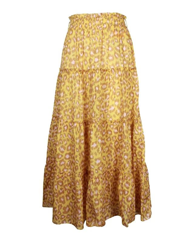 Chic Women's Clothing for Date Nights Zimmermann Leopard-Print Maxi Skirt in Yellow Cotton