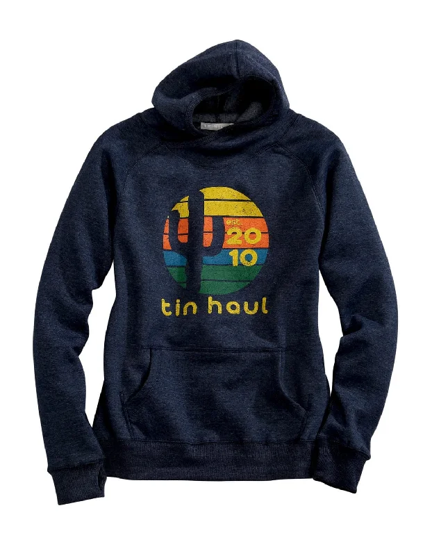 Fashionable Women's Clothes Tin Haul Womens Heather Navy Cotton Blend Cactus Sunset Hoodie