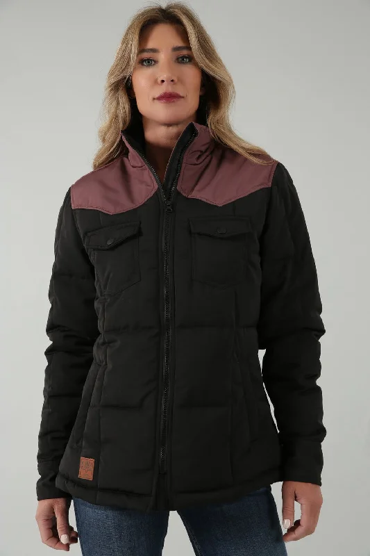 Women's Vintage-Inspired Outfit Kimes Ranch Womens Wyldfire Black 100% Polyester Insulated Jacket