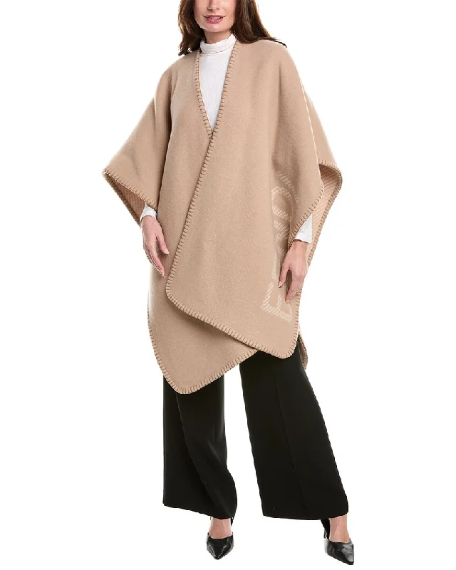 Women's Clothes And Apparel FENDI Logo Wool & Cashmere-Blend Poncho