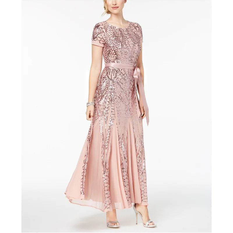 Casual Garments For Women R & M Richards Womens Sequin-Embellished Gown Dress, Pink, 6