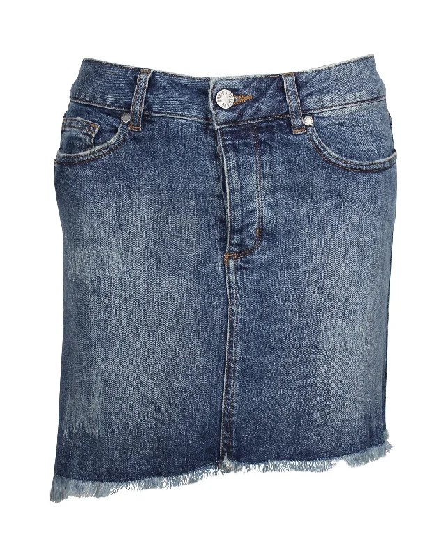 Workwear Fashion for Women Zadig & Voltaire Distressed Mini Skirt in Blue Cotton Denim