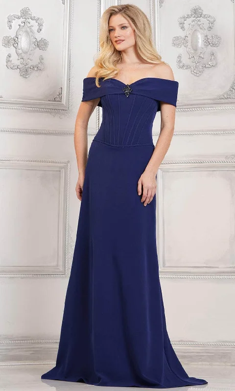 Women's Elegant Apparel Rina di Montella RD3131 - Brooch Embellished Evening Gown