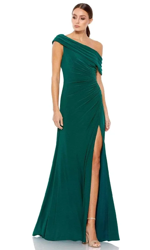 Women's Trendy Casual Outfit Ieena Duggal 26517 - Asymmetric Neck High Slit Prom Gown