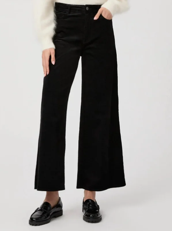 Clothing Sales Harper Ankle Wide Leg Pant In Black Velvet Corduroy