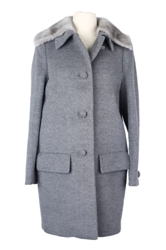 Trendy Casual Outfits Wool Dress Coat W/ Mink Fur Collar