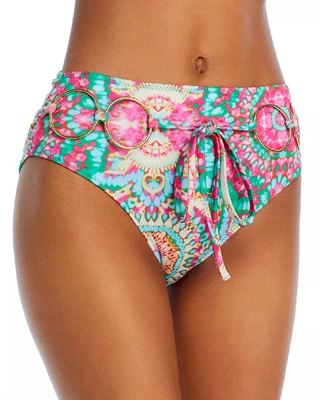 Women's Holiday Clothing Kimber Bikini Bottoms In Green/ Pink