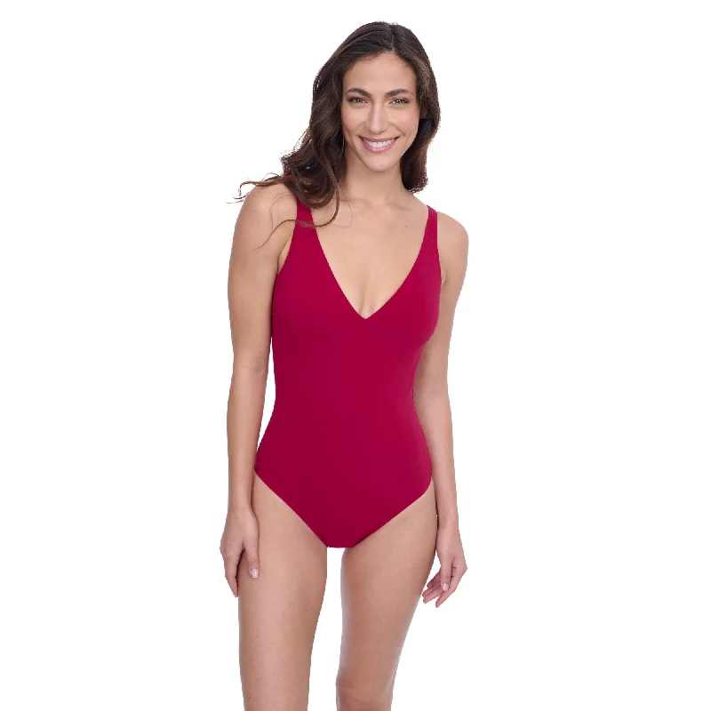 Clothes Women Devine V-Neck One Piece Swimsuit